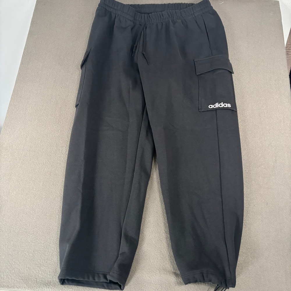 Adidas W LIN FL CARGO Pants Womens Size 2X Black Fleece JN9350